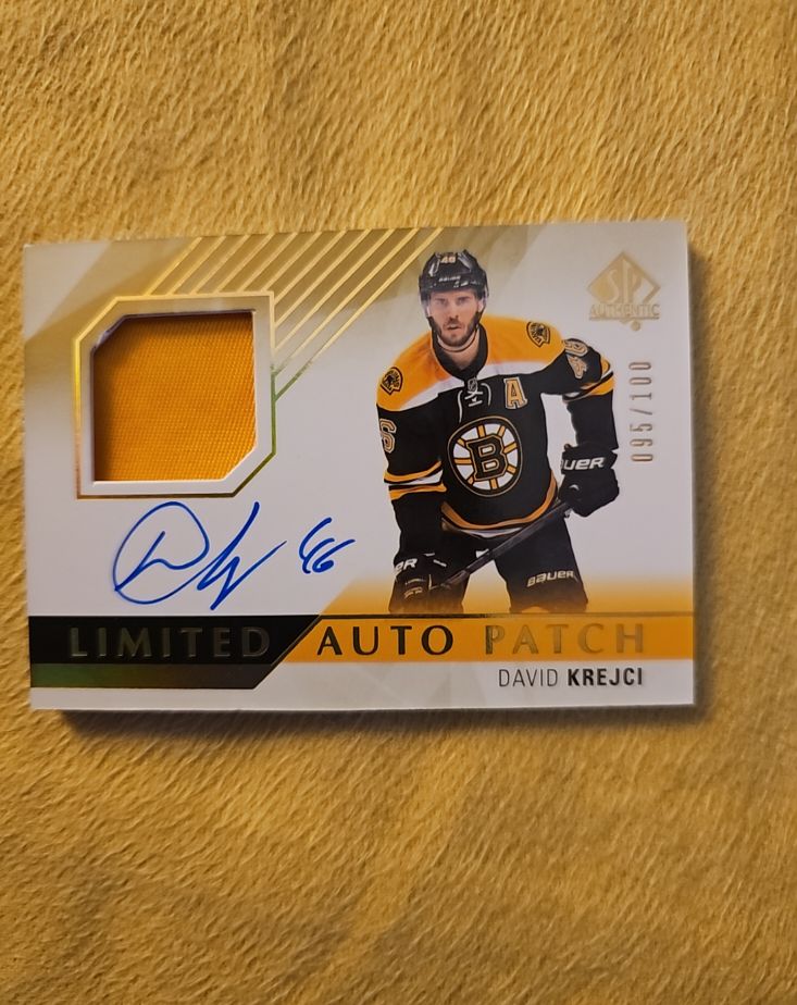 2015-16 SP Authentic Limited Auto Patch #95 David Krejci — front