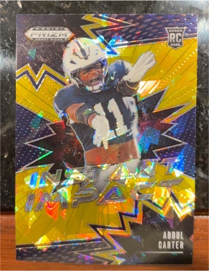 2025 Panini Prizm Draft Picks #II-AC Abdul Carter Instant Impact Gold Ice — front