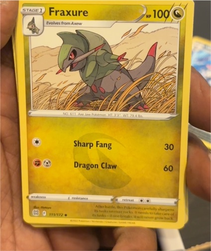 2022 Pokémon Brilliant Stars #111 Fraxure — front