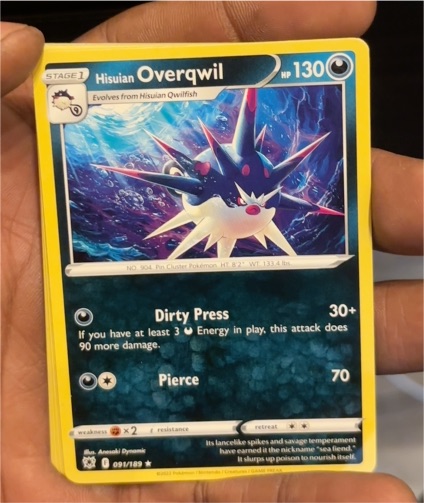 2022 Pokémon Astral Radiance #91 Hisuian Overqwil — front