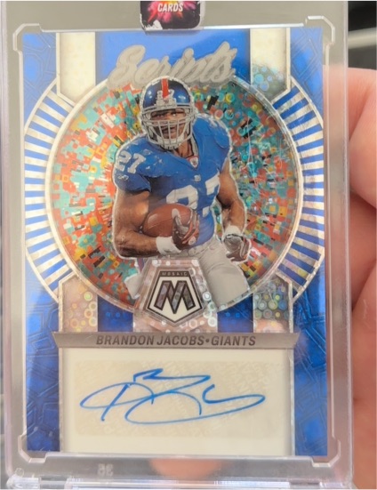 2023 Panini Mosaic Scripts No Huddle Blue Prizm #S27 Brandon Jacobs Giants — front