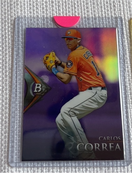 2014 Bowman Platinum Chrome Prospects Purple Refractor #BPCP20 Carlos Correa — front