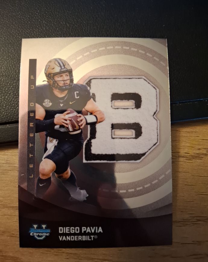 2025 Bowman University Chrome #LU-4 Diego Pavia Lettered Up — front