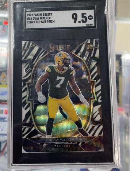 2022 Panini Select #56 Quay Walker Zebra Die-Cut Prizm — front