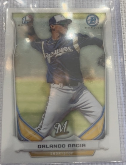 2014 Bowman Chrome #BCP71 Orlando Arcia Milwaukee Brewers 1st Bowman — front