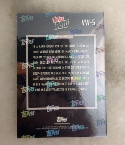 2023-24 Topps Now #VW-5 Victor Wembanyama — front