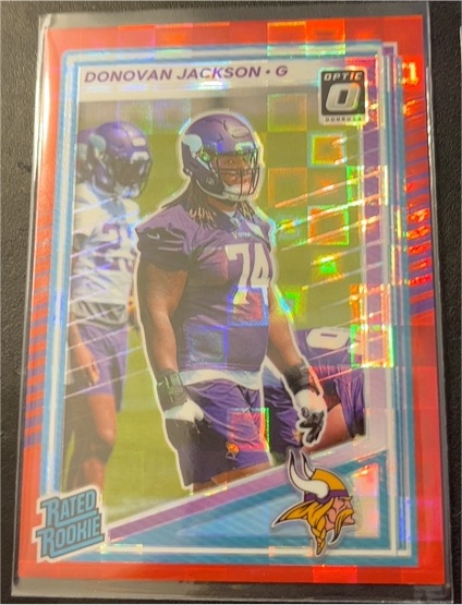 2025 Panini Donruss #381 Donovan Jackson Optic Rated Rookie Preview Red Pandora — front