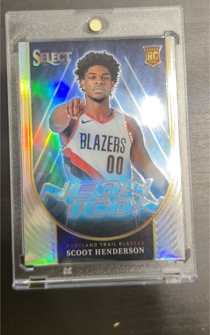 2023-24 Panini Select #7 Scoot Henderson Neon Icon Silver Prizm Rookie Card — front
