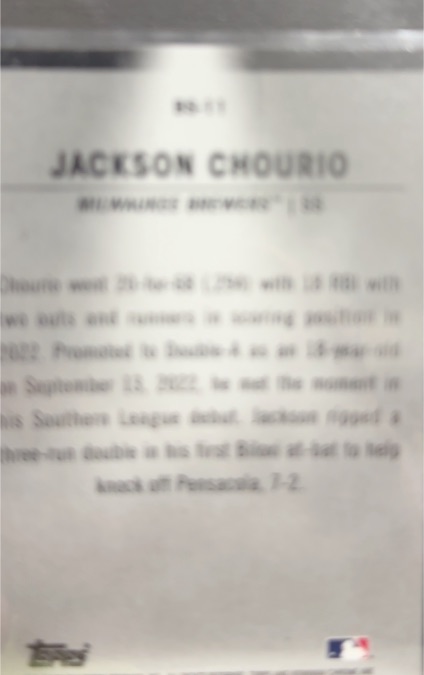 2023 Topps #B-11 Jackson Chourio — front