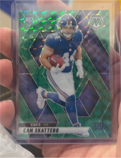 2025 Panini Mosaic #305 Cam Skattebo Green Mosaic Prizm RC — front