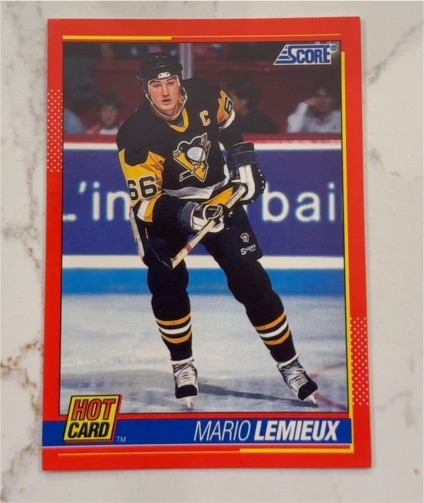 1991-92 Score Hot Card #5 Mario Lemieux — front