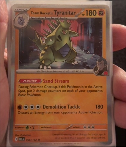 2025 Pokémon SV10: Destined Rivals #096 Team Rocket's Tyranitar — front
