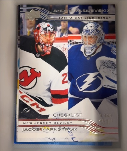 2025-26 Upper Deck Series 1 #199 Checklist Andrei Vasilevskiy / Jacob Markstrom — front