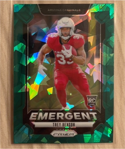 2024 Panini Prizm #17 Trey Benson Emergent Green Ice Prizm Rookie — front