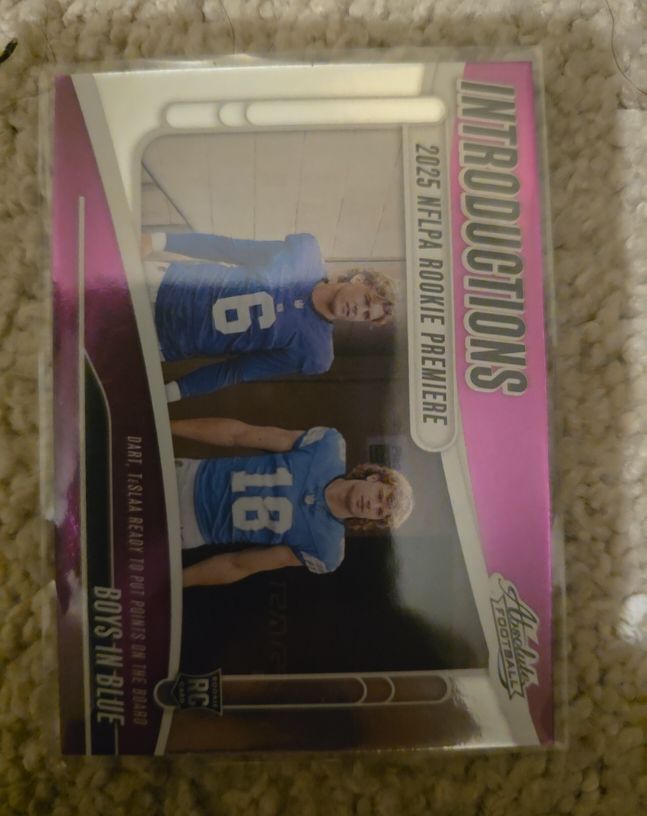2025 Panini Absolute Introductions #I-JDT Jaxson Dart Isaac Teslaa — front