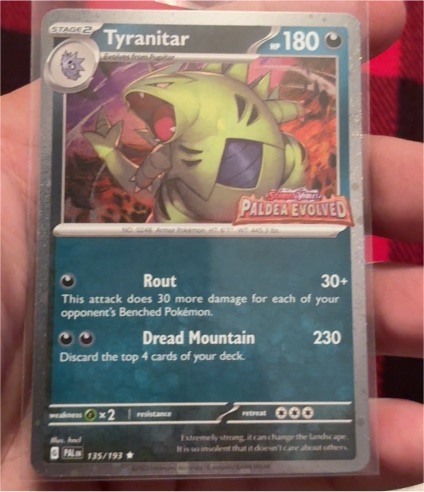 2023 Pokémon Paldea Evolved #135 Tyranitar — front