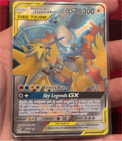 2019 Pokémon Hidden Fates #66 Moltres & Zapdos & Articuno GX — front