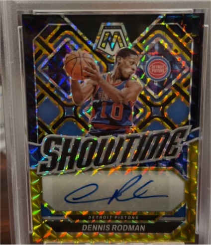 2023-24 Panini Mosaic #SS-ROD Dennis Rodman Showtime Signatures Mosaic Choice — front