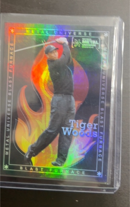 2021 Skybox Metal Universe Champions #BF-20 Tiger Woods Blast Furnace — front