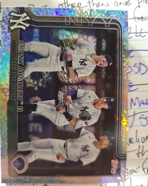 2025 Topps Series 1 #184 Bronx Bombers II Yankees Trio Eyes History — front