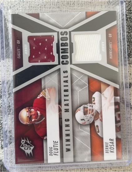2004 Upper Deck SPx Winning Materials Combos #WM-CF Doug Flutie & Bernie Kosar — front