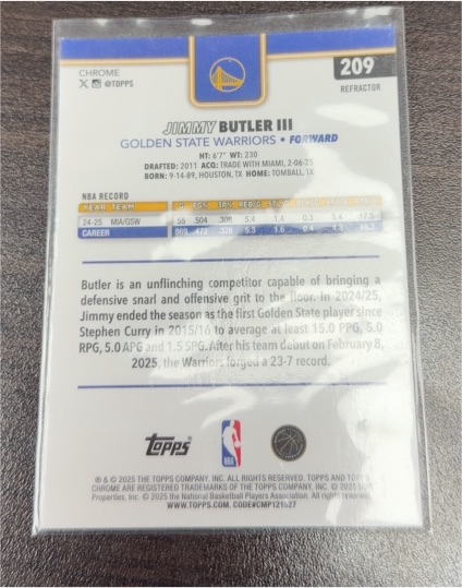 2025-26 Topps Chrome #209 Jimmy Butler III — front