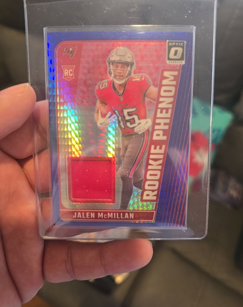 2024 Donruss Optic #RPB-JMN Jalen McMillan Rookie Phenom Blue Hyper Patch — front