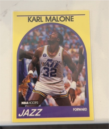 1989-90 NBA Hoops Superstars Yellow #94 Karl Malone — front