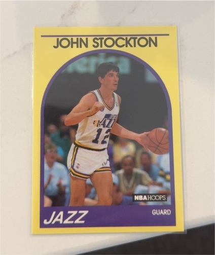 1989-90 NBA Hoops Superstars Yellow #93 John Stockton — front