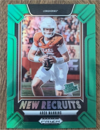 2025 Panini Prizm Draft Picks #22 Arch Manning New Recruits Green Prizm — front