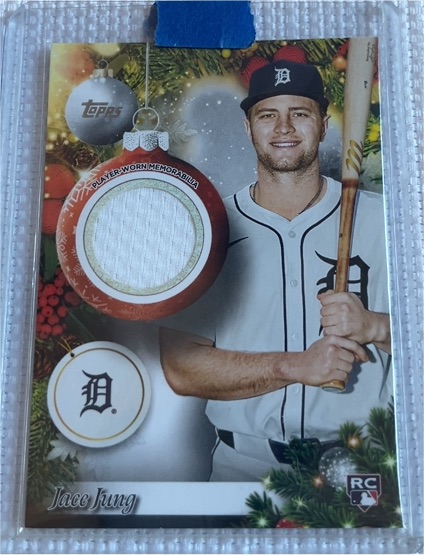 2025 Topps Holiday #PR-JJU Jace Jung RC Jersey Relic Detroit Tigers — front