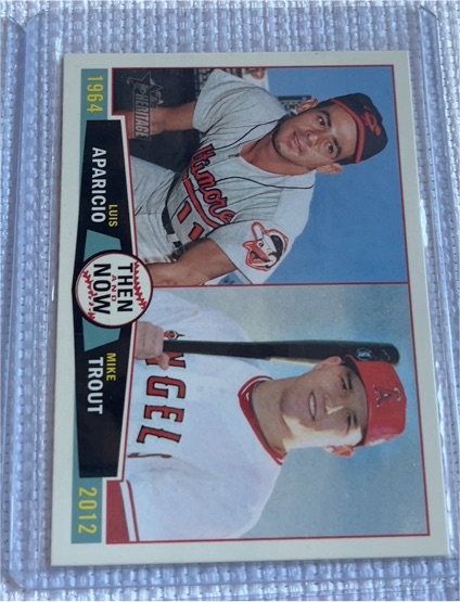 2013 Topps Heritage Then And Now #TN-AT Luis Aparicio / Mike Trout — front