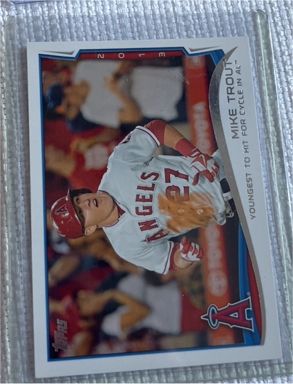 2014 Topps #364 Mike Trout Youngest To Hit For The Cycle Angels MVP — front