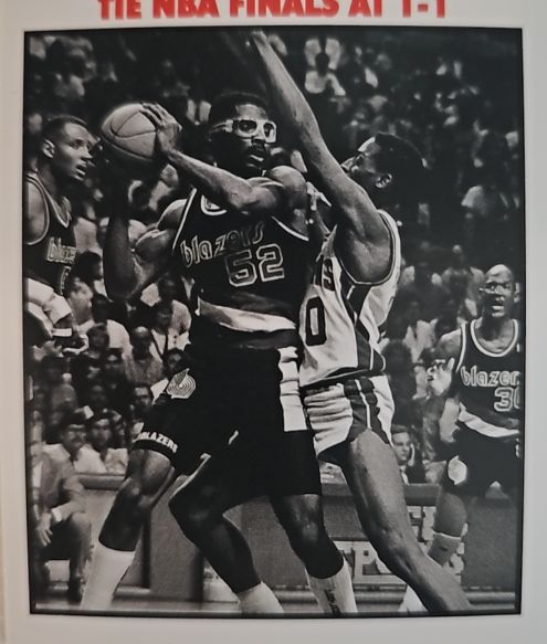 1990-91 Hoops #338 Blazers Win In Overtime Tie NBA Finals At 1-1 — front