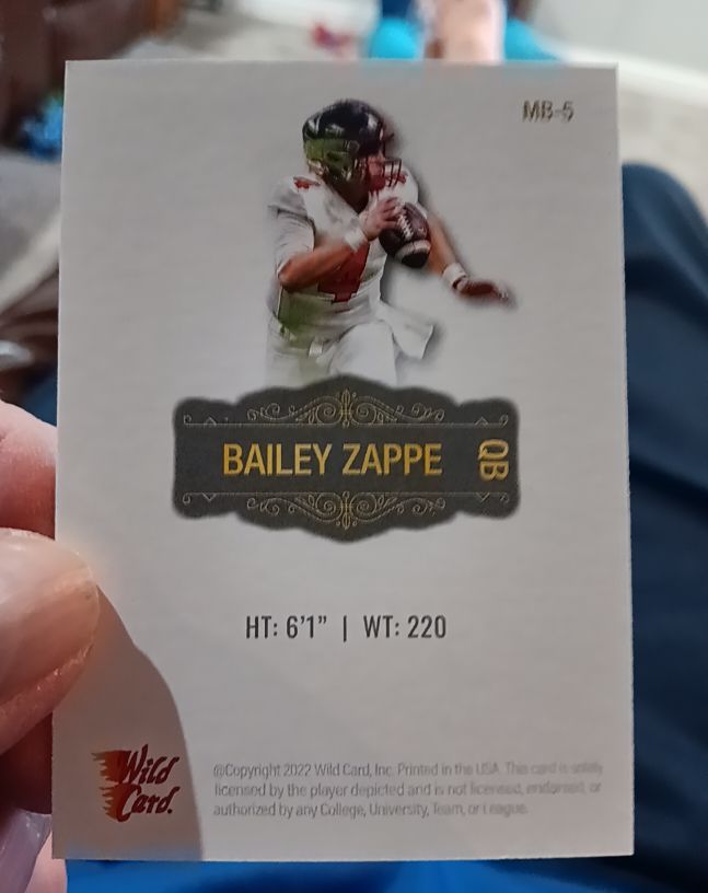 2022 Wild Card Matte #MB-5 Bailey Zappe — front