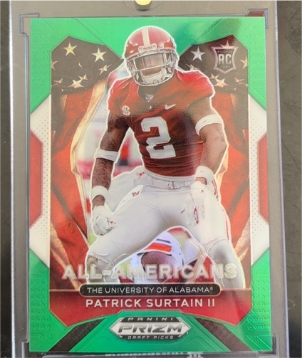 2021 Panini Prizm Draft Picks Collegiate #199 Patrick Surtain II Green All Americans — front