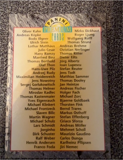 1990 Panini Premium Cards Soccer Checklist — front