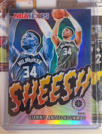 2023-24 Panini NBA Hoops Premium Stock #11 Giannis Antetokounmpo Sheesh Silver Prizm — front