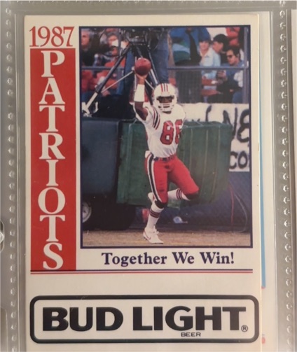 1987 New England Patriots Football Schedule Card - Bud Light — front