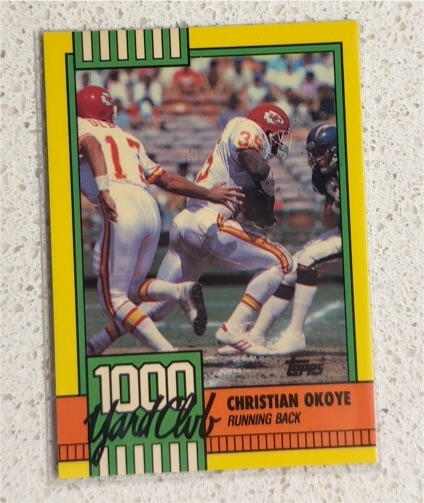 1990 Topps 1000 Yard Club #2 Christian Okoye — front