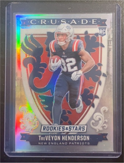 2025 Panini Rookies & Stars #19 TreVeyon Henderson Crusade Silver Prizm RC Patriots — front