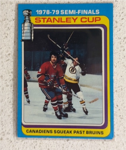 1979-80 Topps #81 1979-80 Stanley Cup Semi-Finals Canadiens Squeak Past Bruins — front