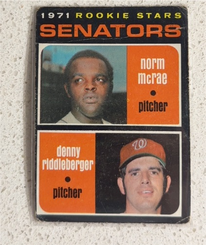 1971 Topps #93 Rookie Stars Norm McRae/Denny Riddleberger Washington Senators — front