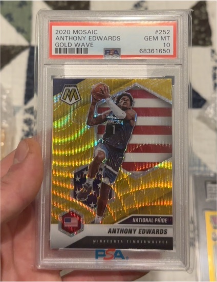 2020 Panini Mosaic #252 Anthony Edwards National Pride Gold Wave — front