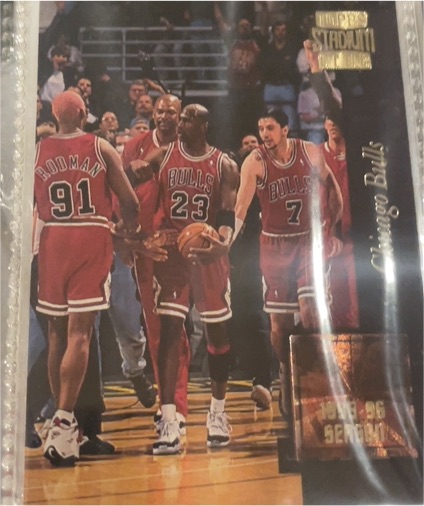 1996-97 Topps Stadium Club #GM3 Chicago Bulls Golden Moments Michael Jordan/Dennis Rodman — front