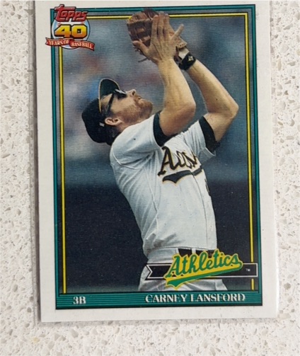 1991 Topps #502 Carney Lansford — front
