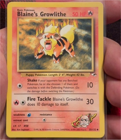 2000 Pokemon Gym Heroes #35 Blaine's Growlithe — front