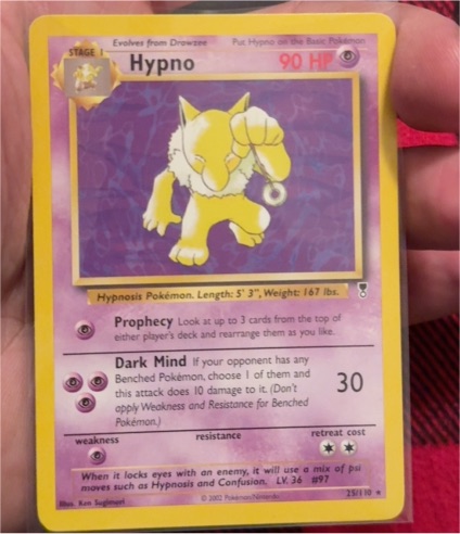 1999 Pokémon Fossil #23 Hypno — front