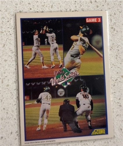 1990 Score #702 Jose Canseco Oakland Athletics World Series Bashers Blast Giants — front