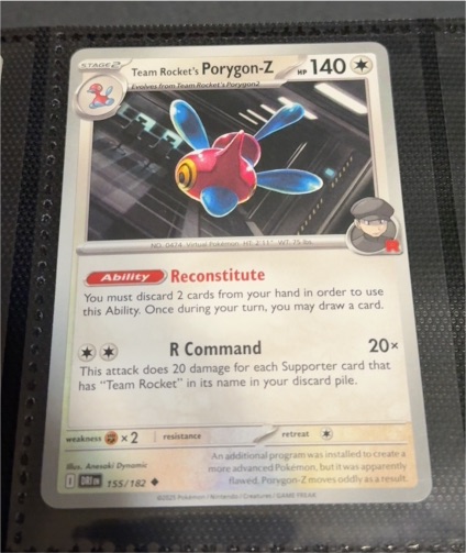 2025 Pokémon SV10: Destined Rivals #155 Team Rocket's Porygon-Z — front